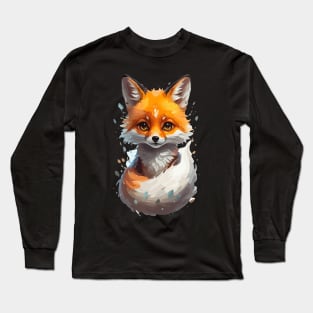 Cute Kawaii Adorable Fox Animal Illustration Long Sleeve T-Shirt